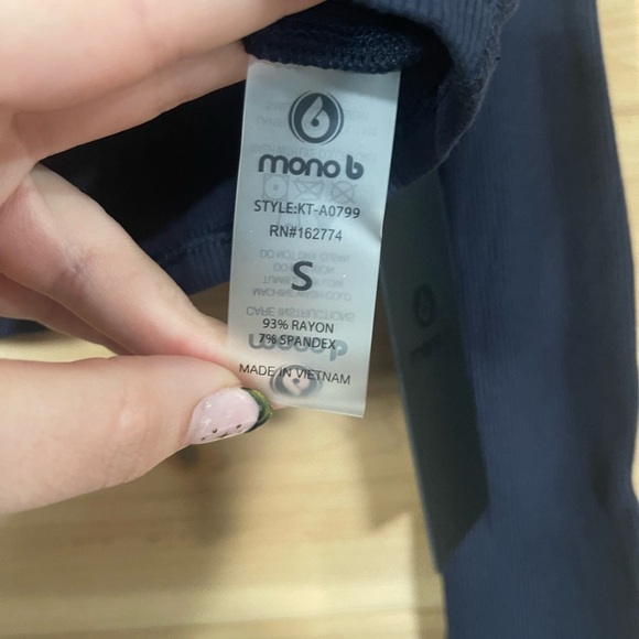 Mono B Blue Long Sleeve Fitted Crop - Picture 3 of 3